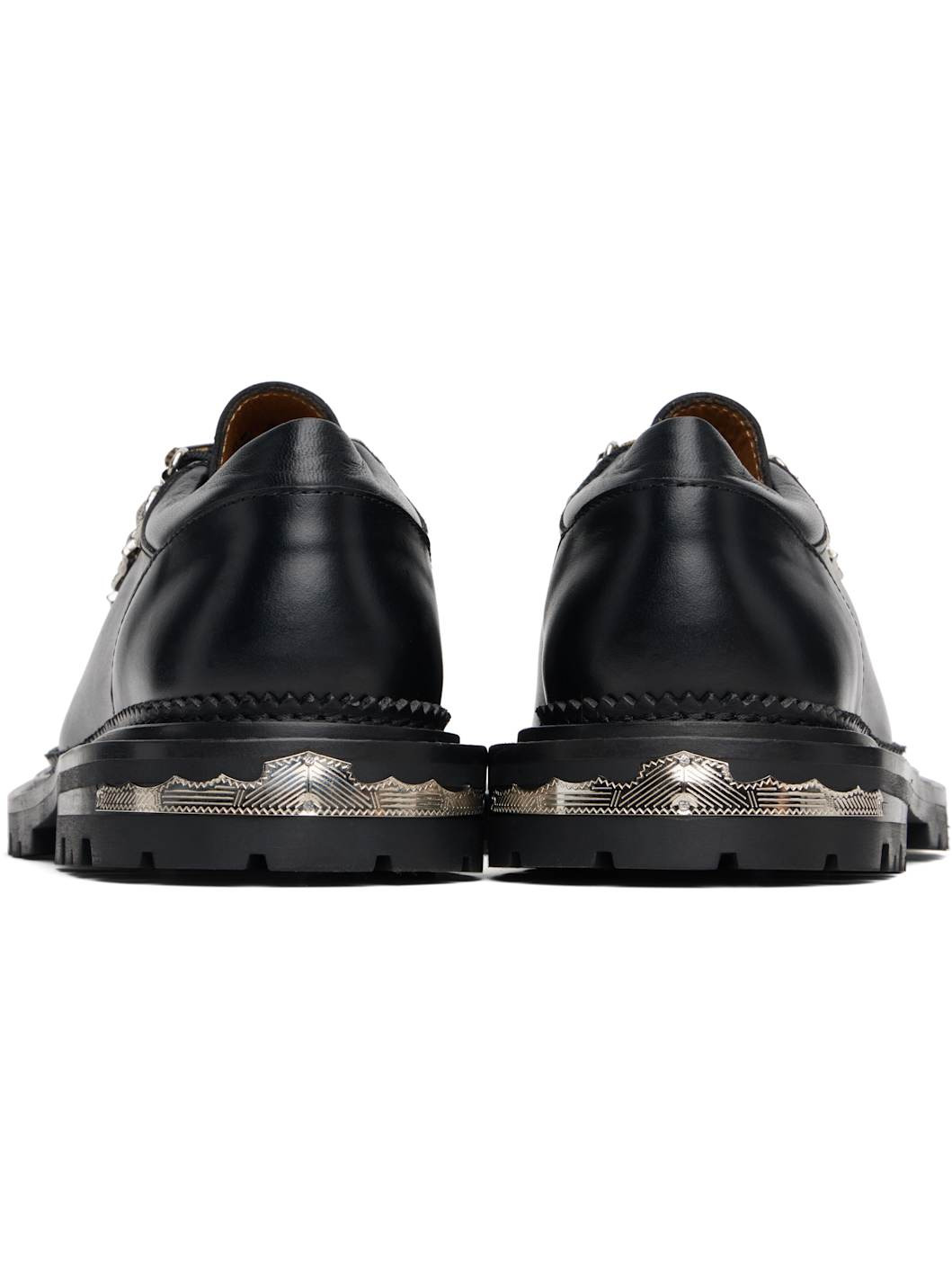 Black Hard Leather Oxfords - 2