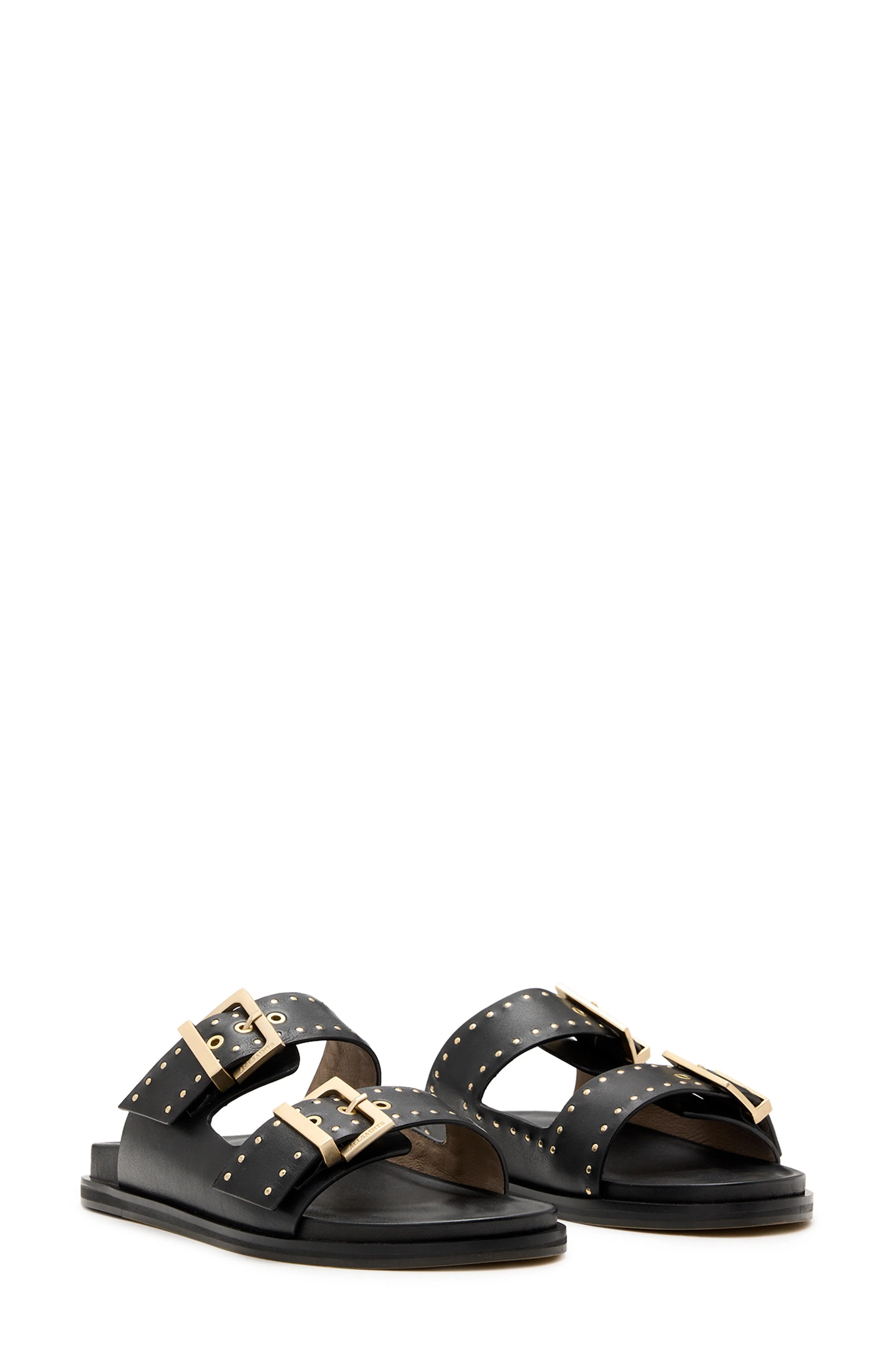AllSaints Magda Two-Strap Stud Sandal in Black at Nordstrom - 1