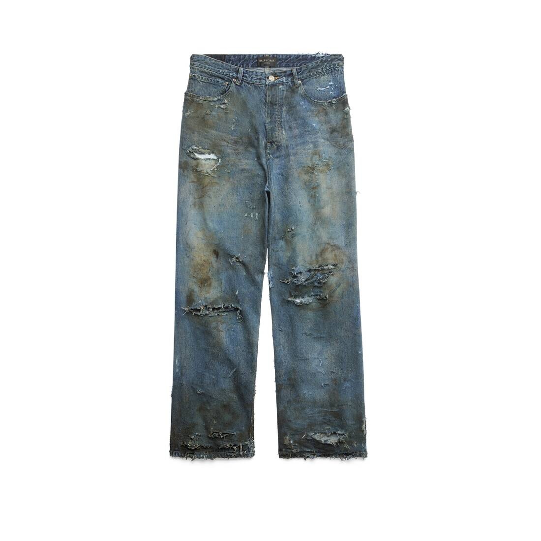 Super Destroyed Baggy Pants in Light Blue