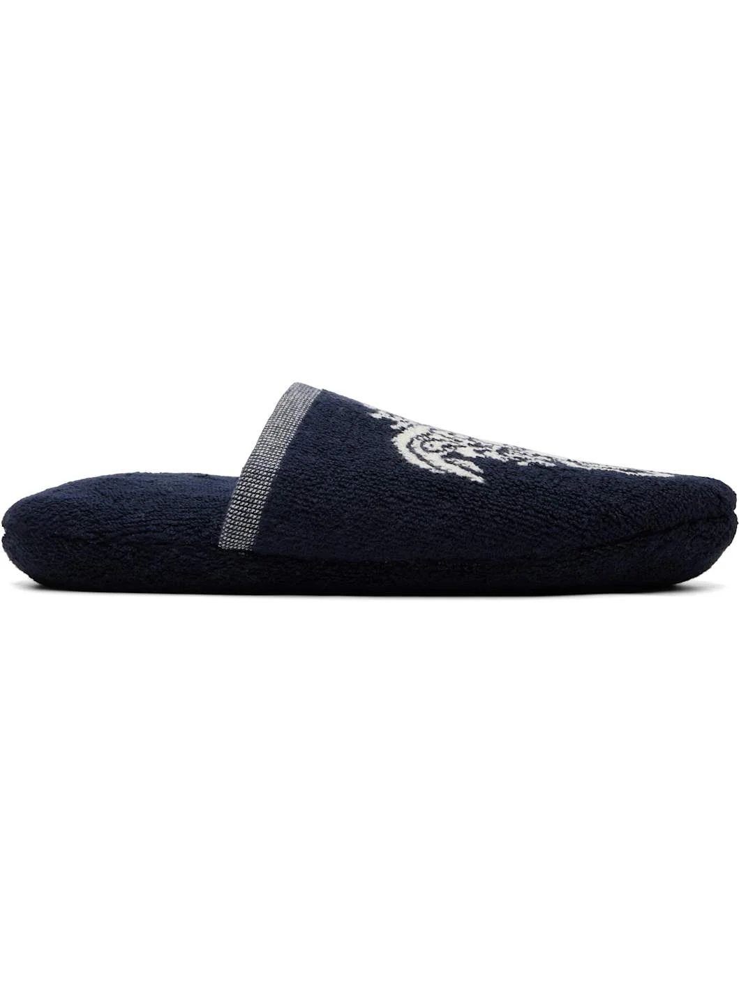 Navy Cotton-Terry Jacquard Slippers - 1