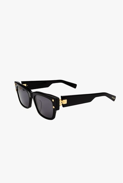 Balmain Black and gold-tone square acetate B-IV sunglasses outlook