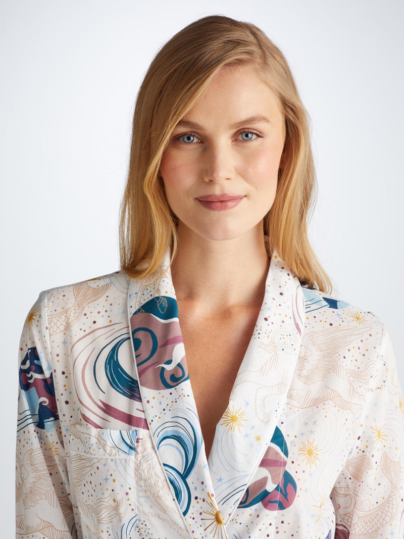 Women's Long Dressing Gown Ledbury 76 Cotton Batiste White - 5