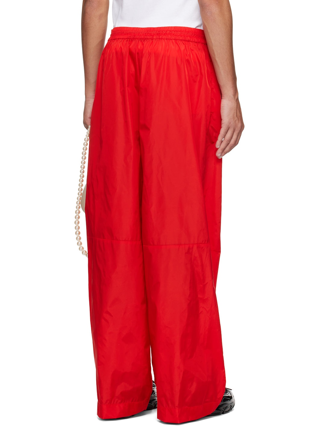 Red Wide Leg Track Pants - 3