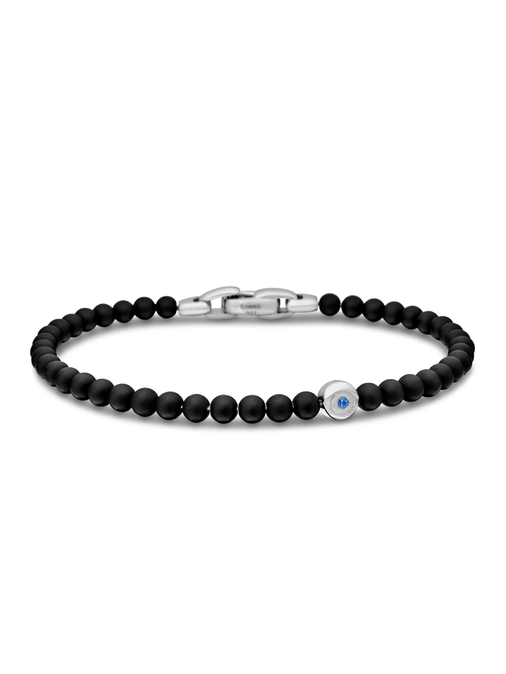 Men's Spiritual Beads Evil Eye Bracelet in Sterling Silver - Black Onyx - 1