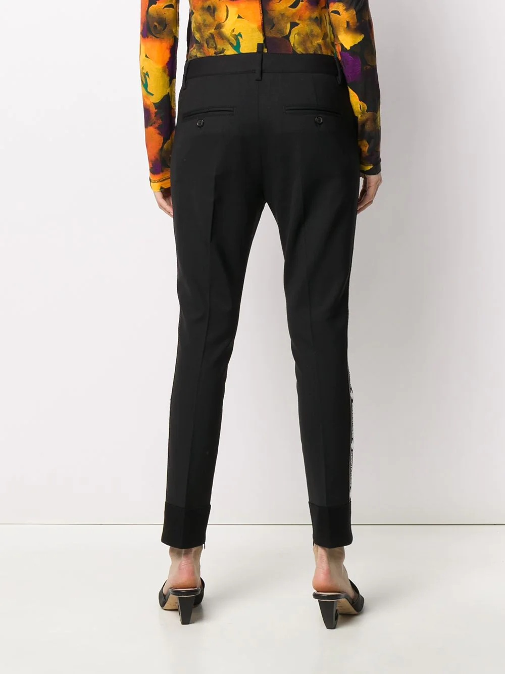 logo print slim-fit trousers - 4