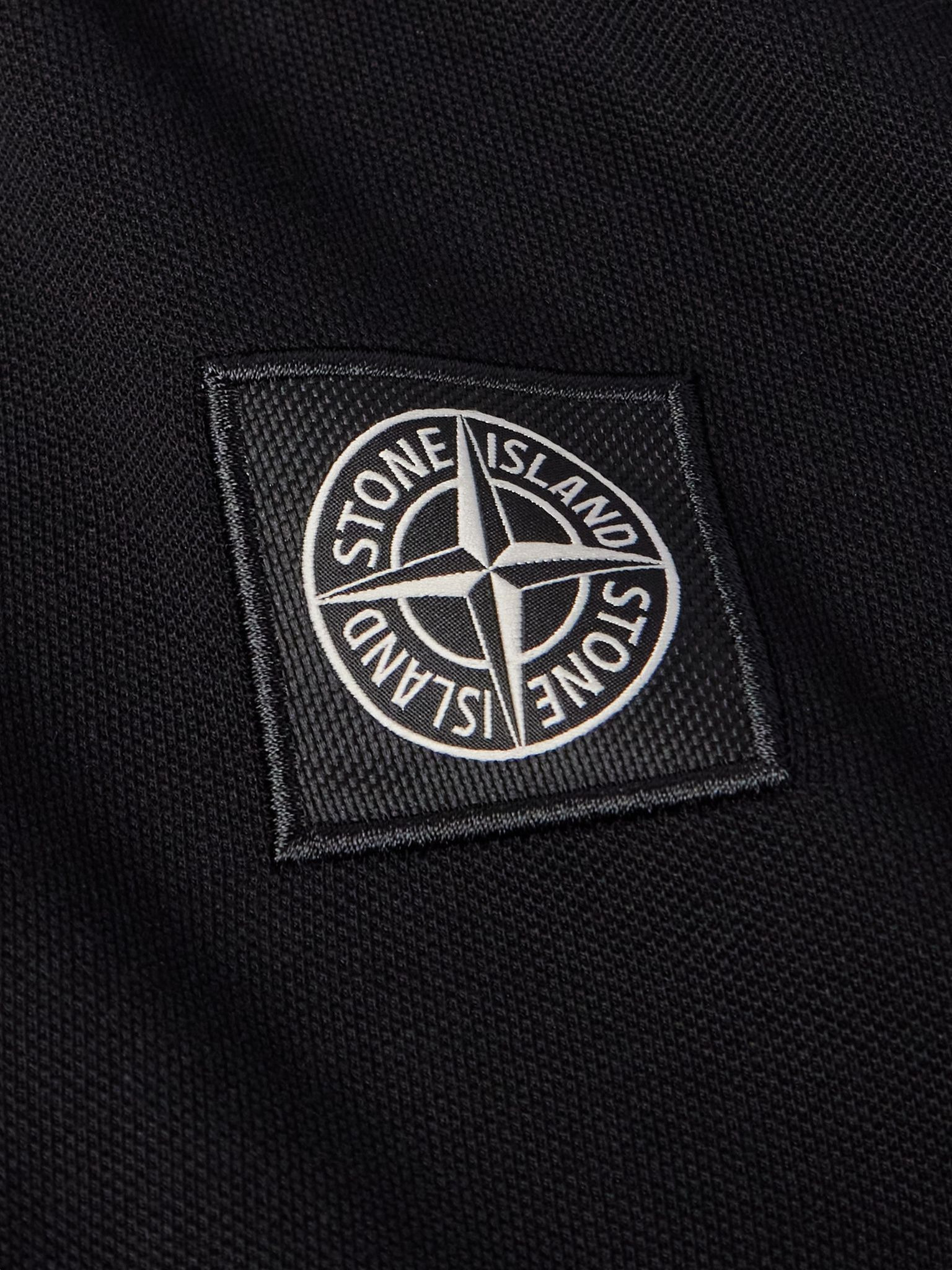 Logo-Appliquéd Cotton-Blend Piqué Polo Shirt Black - 4