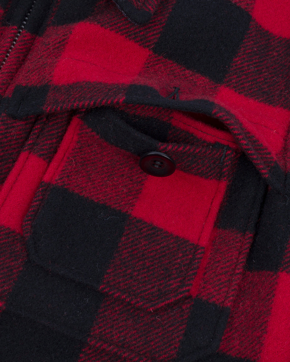 IHW-19-RED Wool Buffalo Check Hunting Jacket - Red - 16