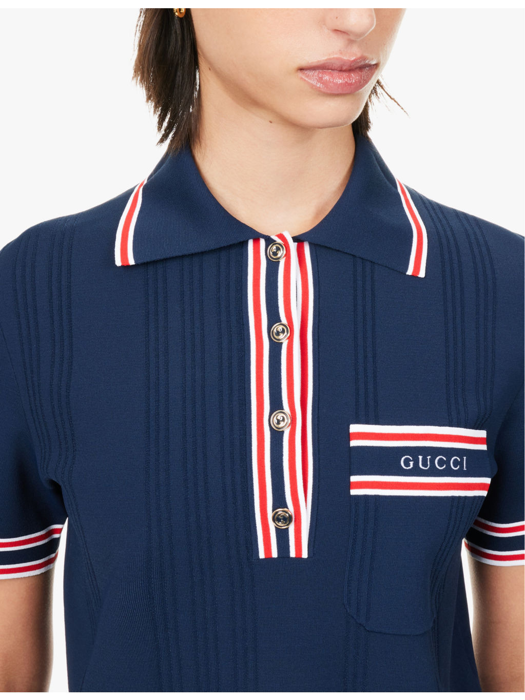 Brand-embroidered short-sleeved woven-blend polo shirt - 5