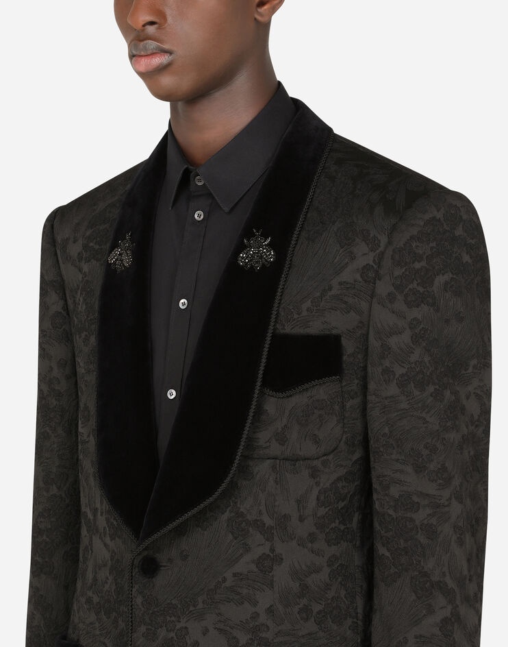 Stretch jacquard casinò-fit tuxedo jacket with patch - 4