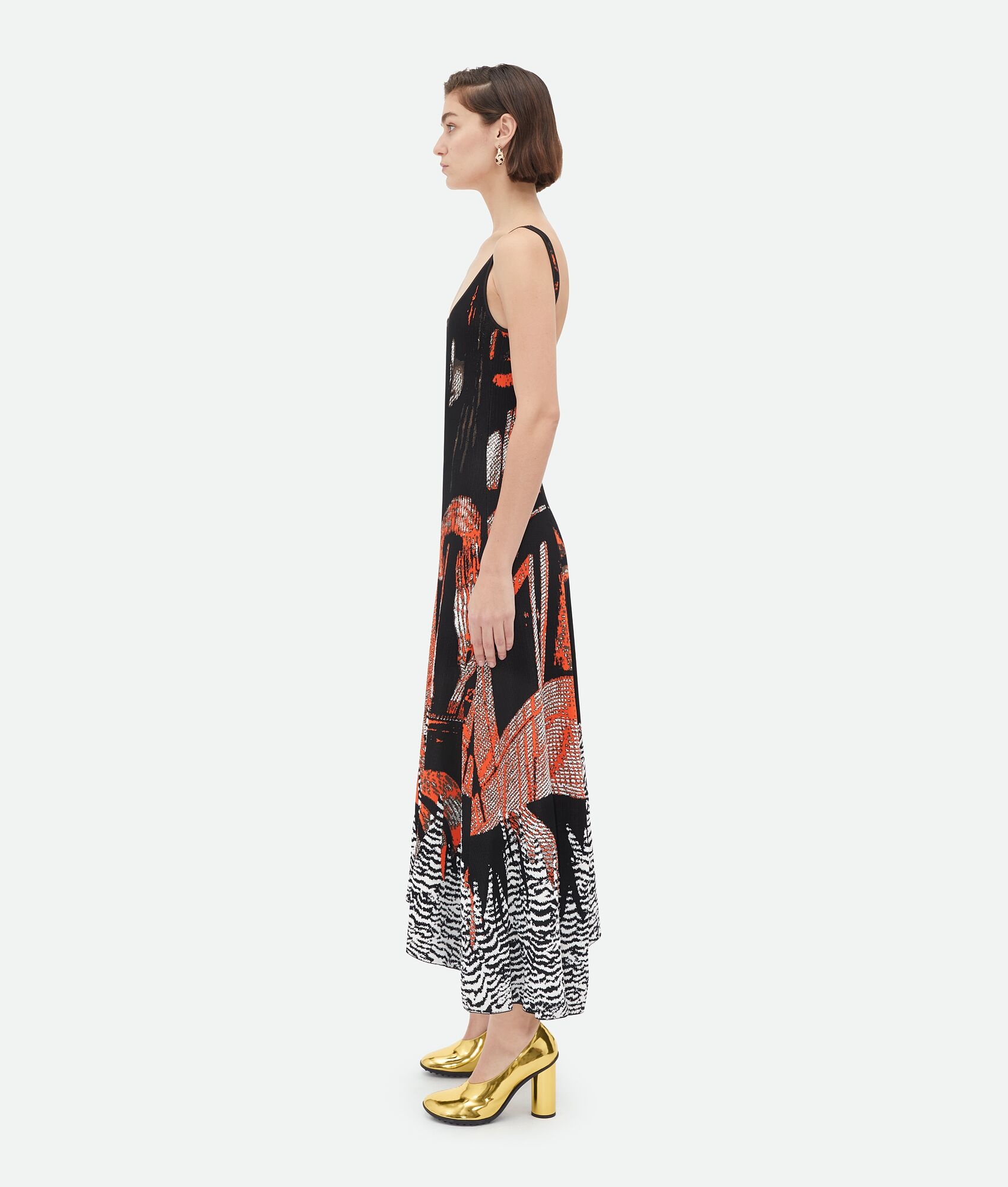 Graphic Viscose Jacquard Asymmetric Midi Dress - 2