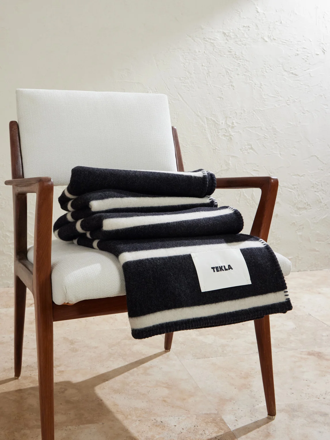 Logo-Appliquéd Striped Wool Blanket - 1