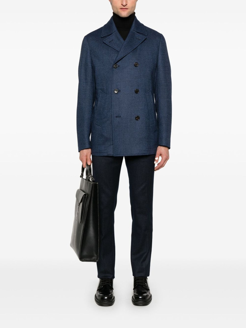 CORNELIANI striped peacoat outlook