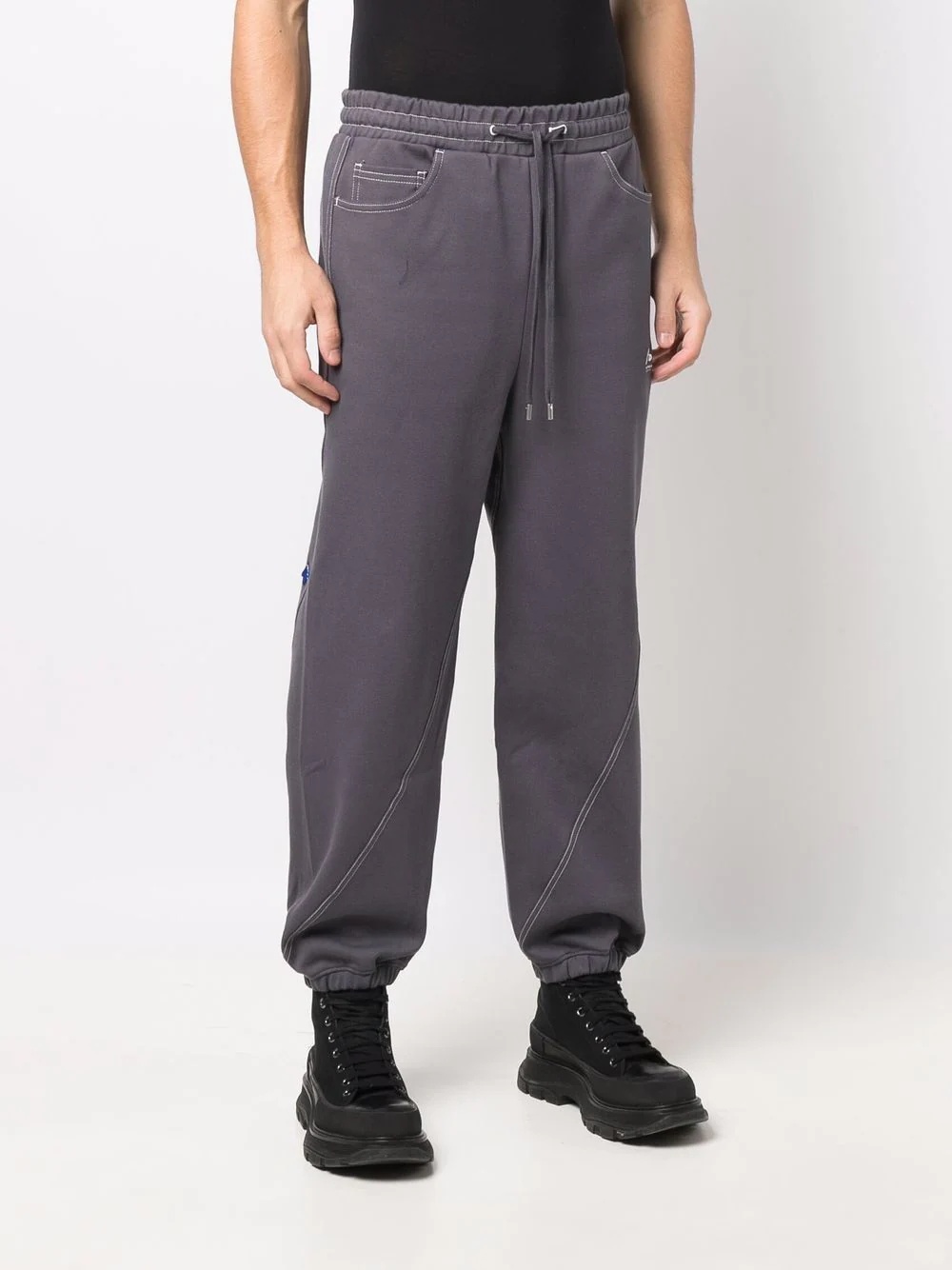 contrast-stitching track pants - 4