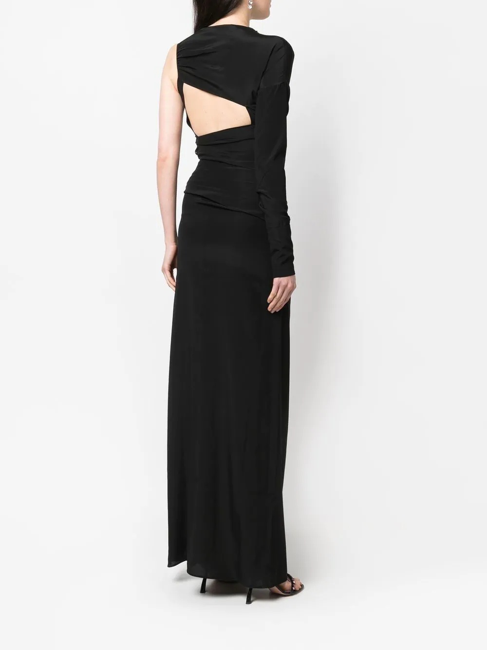 single-sleeve design gown - 4