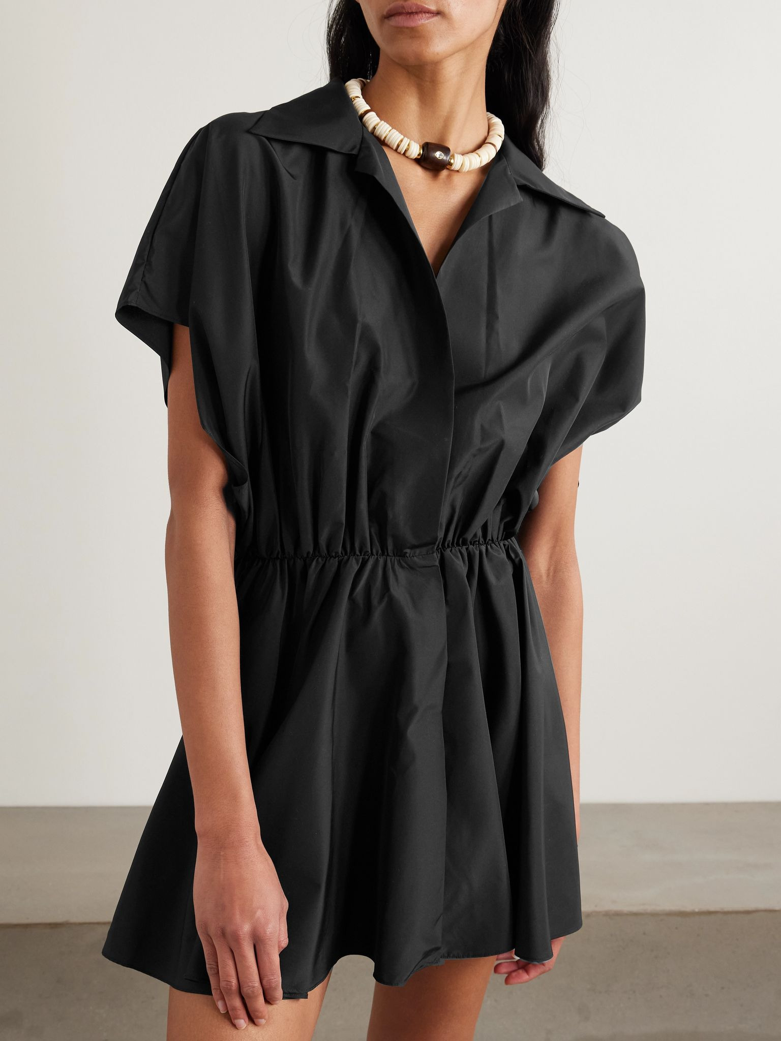 Super gathered habotai mini dress Black - 3