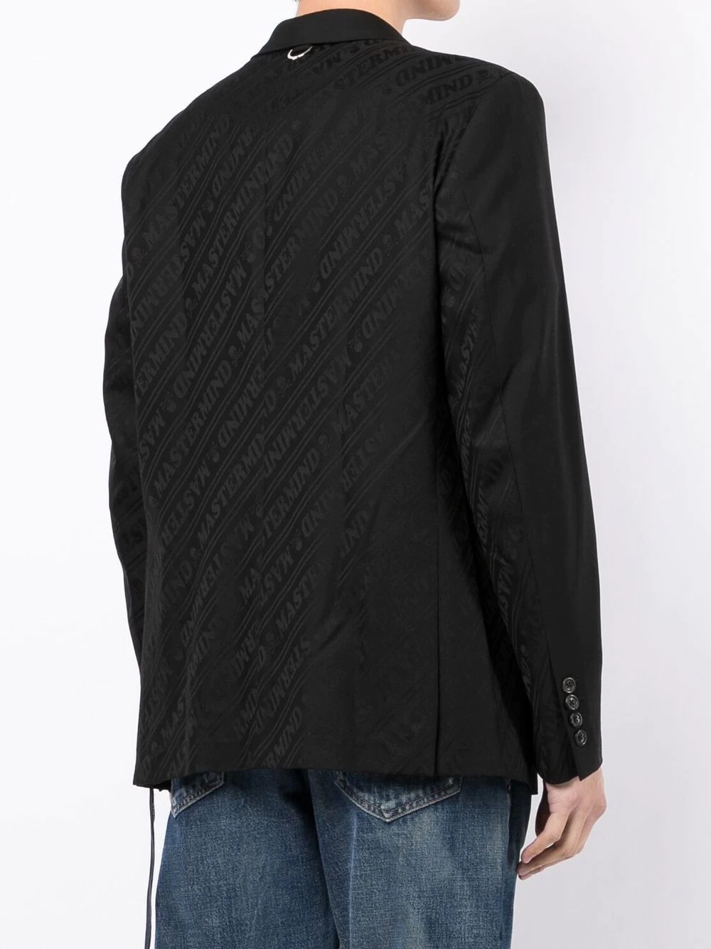 logo-patch single-breasted blazer - 4