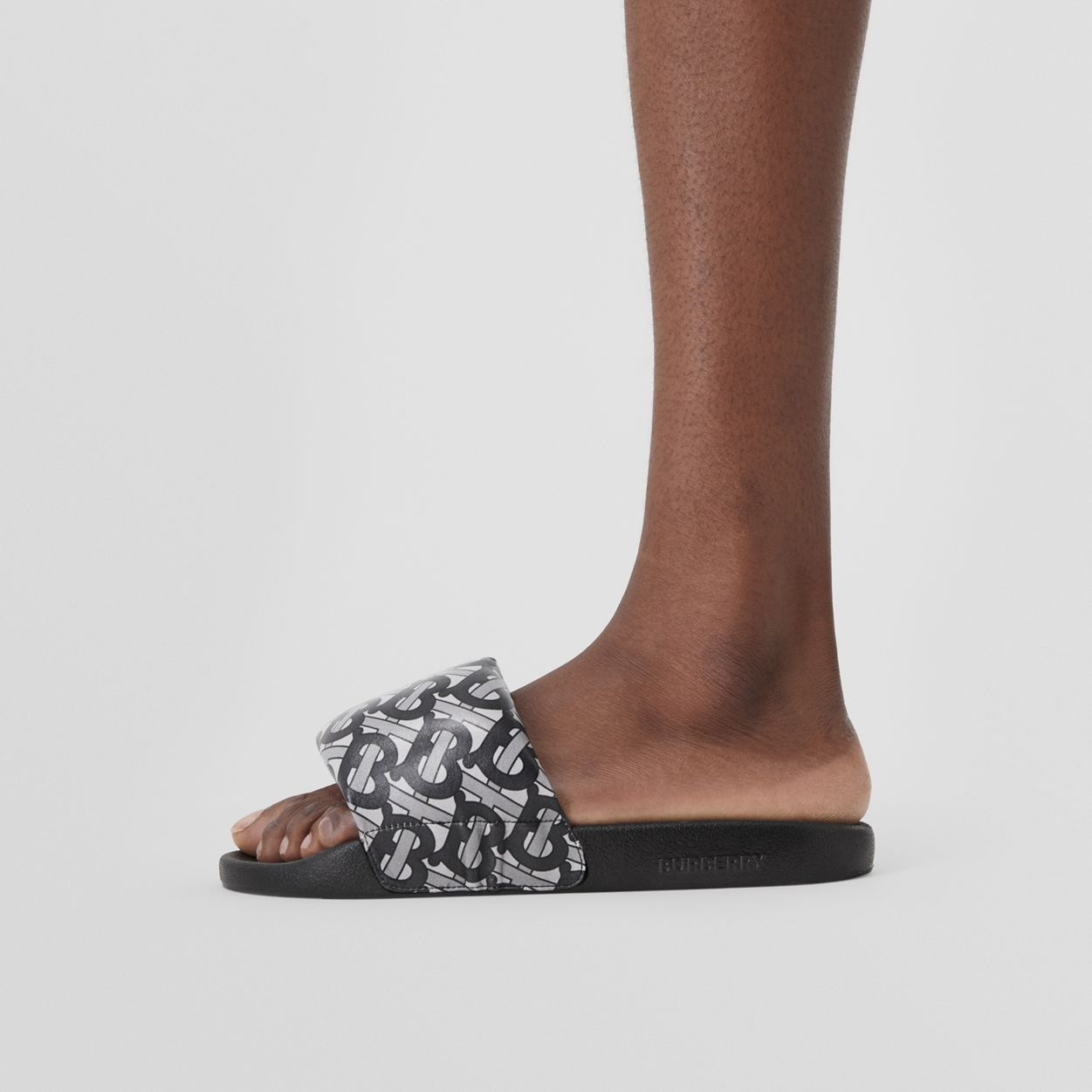 Monogram Print Lambskin Slides - 4