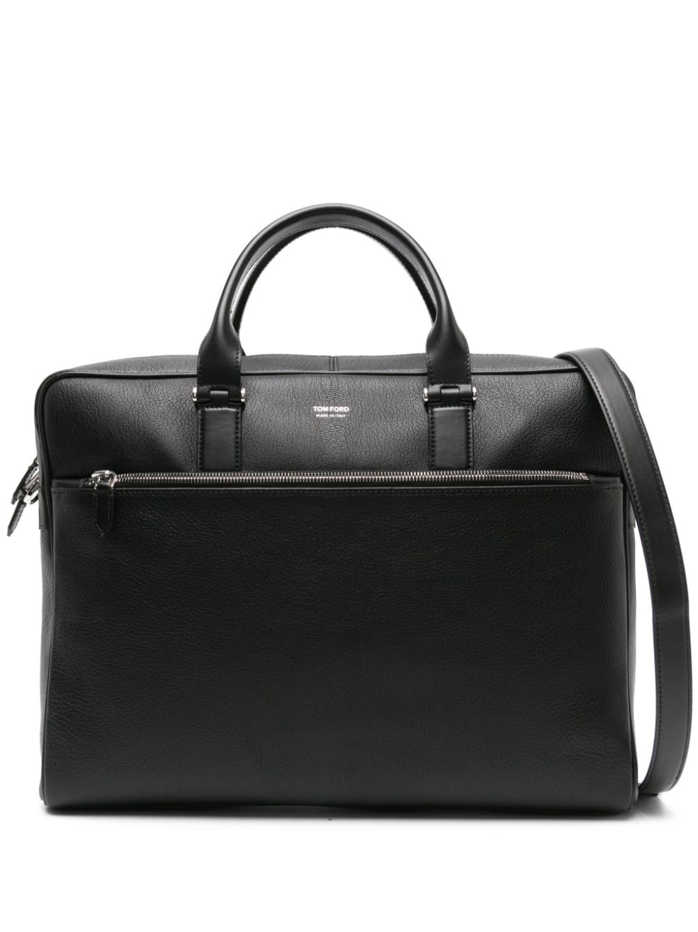logo-stamp leather briefcase - 1