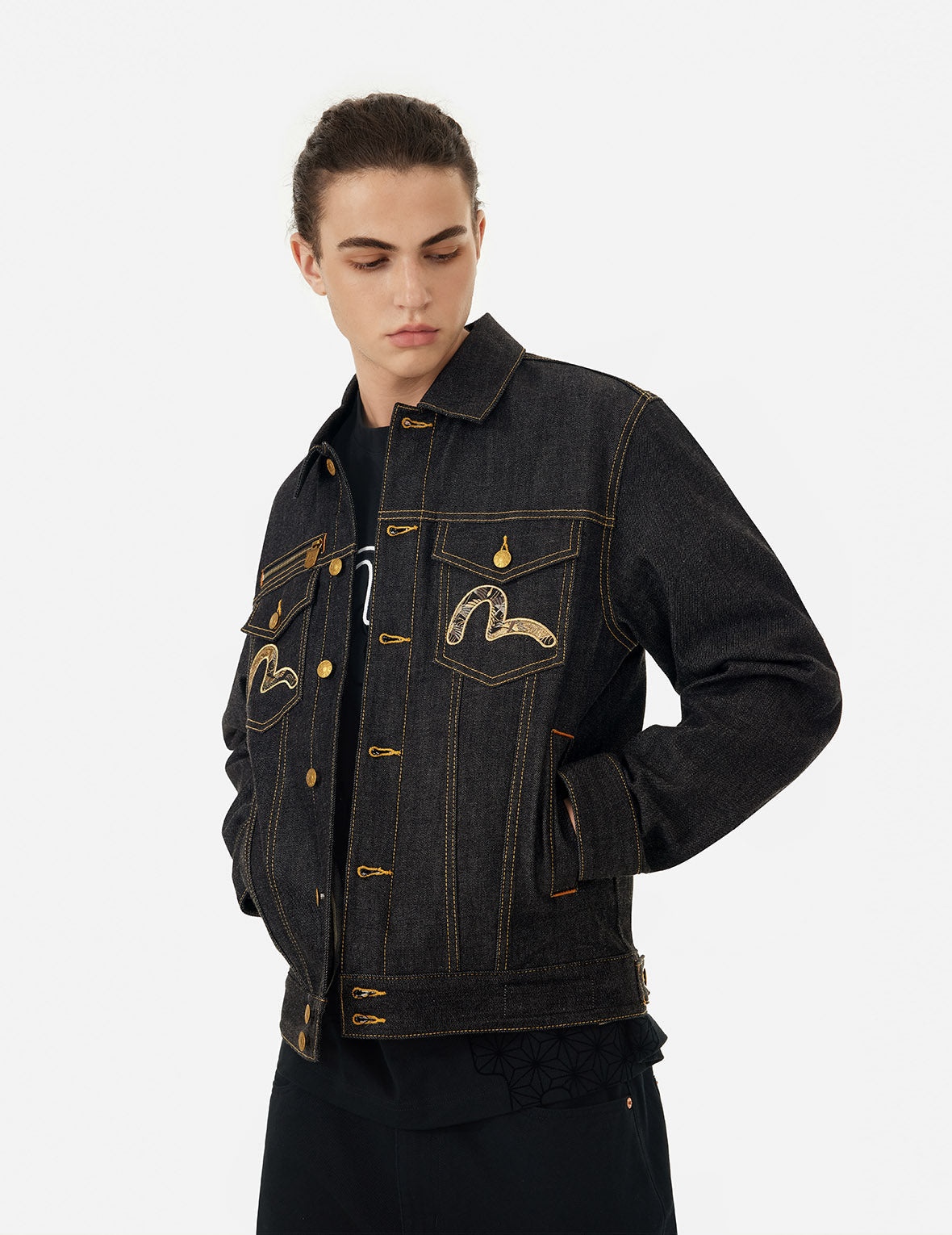 Brocade Daicock Appliqué 
Regular Fit Denim Jacket - 6