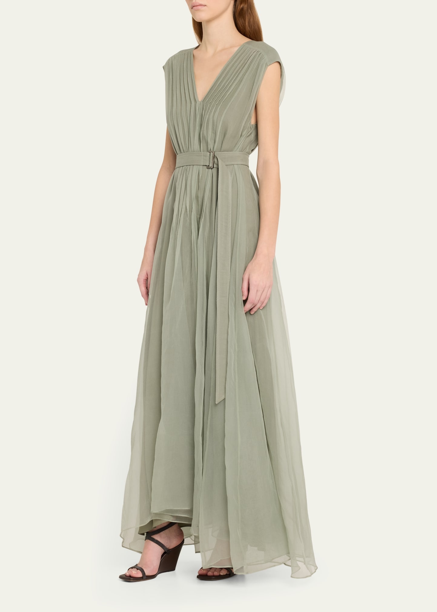 Crispy Silk Organza Belted Volume Dress - 4