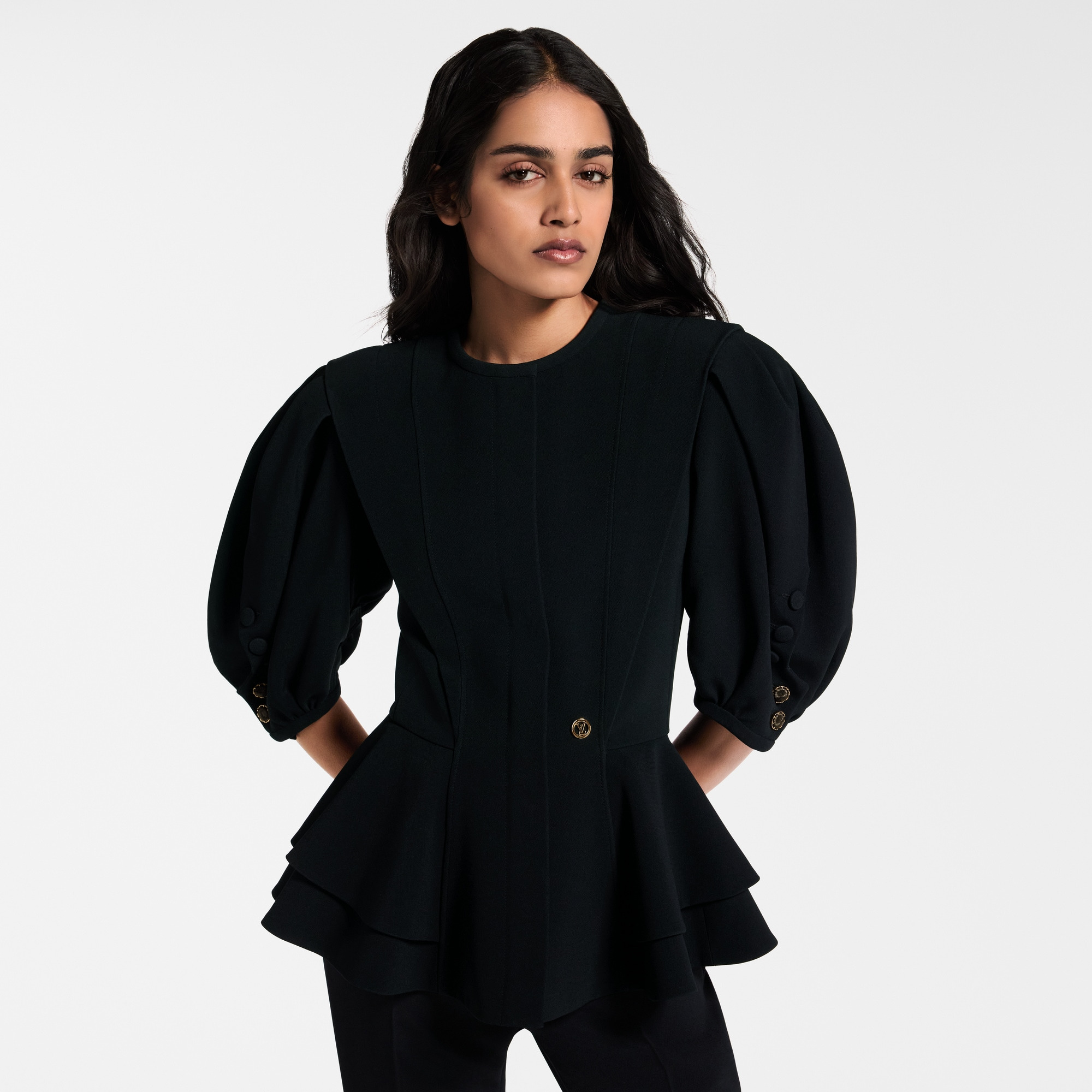 Puff-Sleeve Peplum Jacket - 4