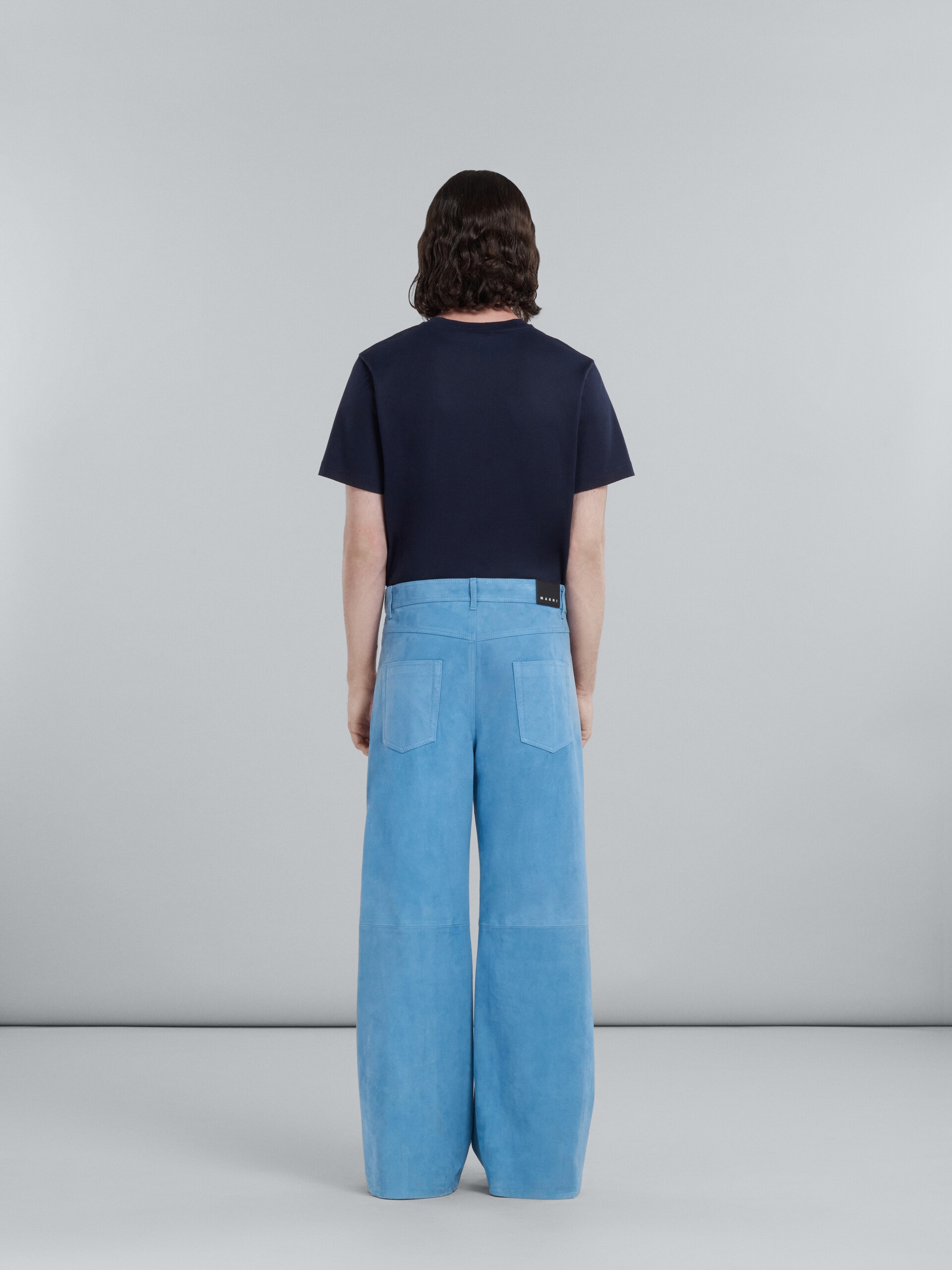 LIGHT BLUE SUEDE TROUSERS - 3