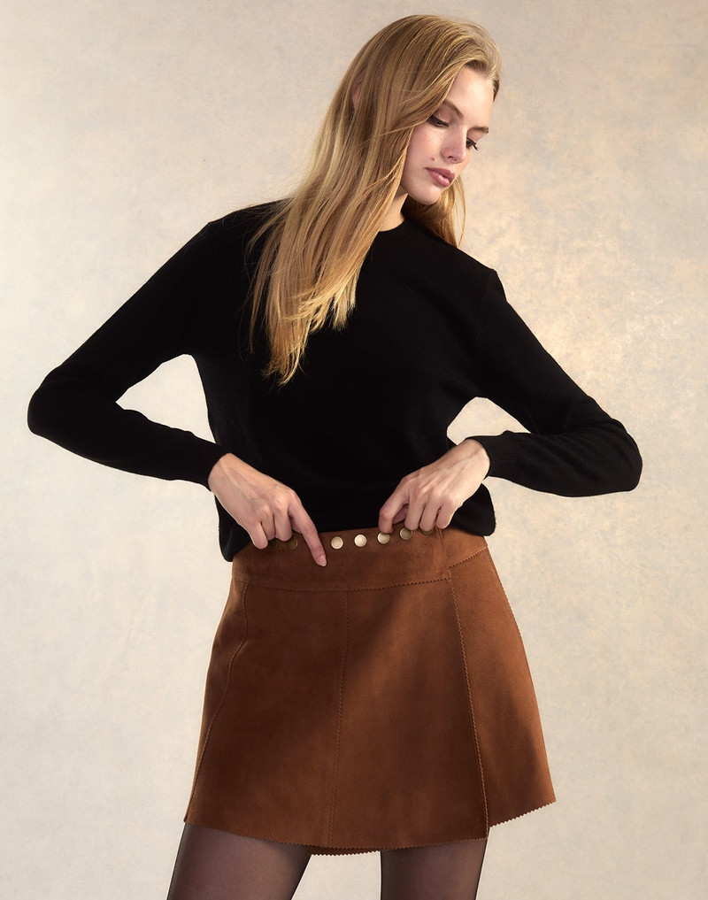 CYNTHIA ROWLEY Westward Suede Wrap Skirt outlook