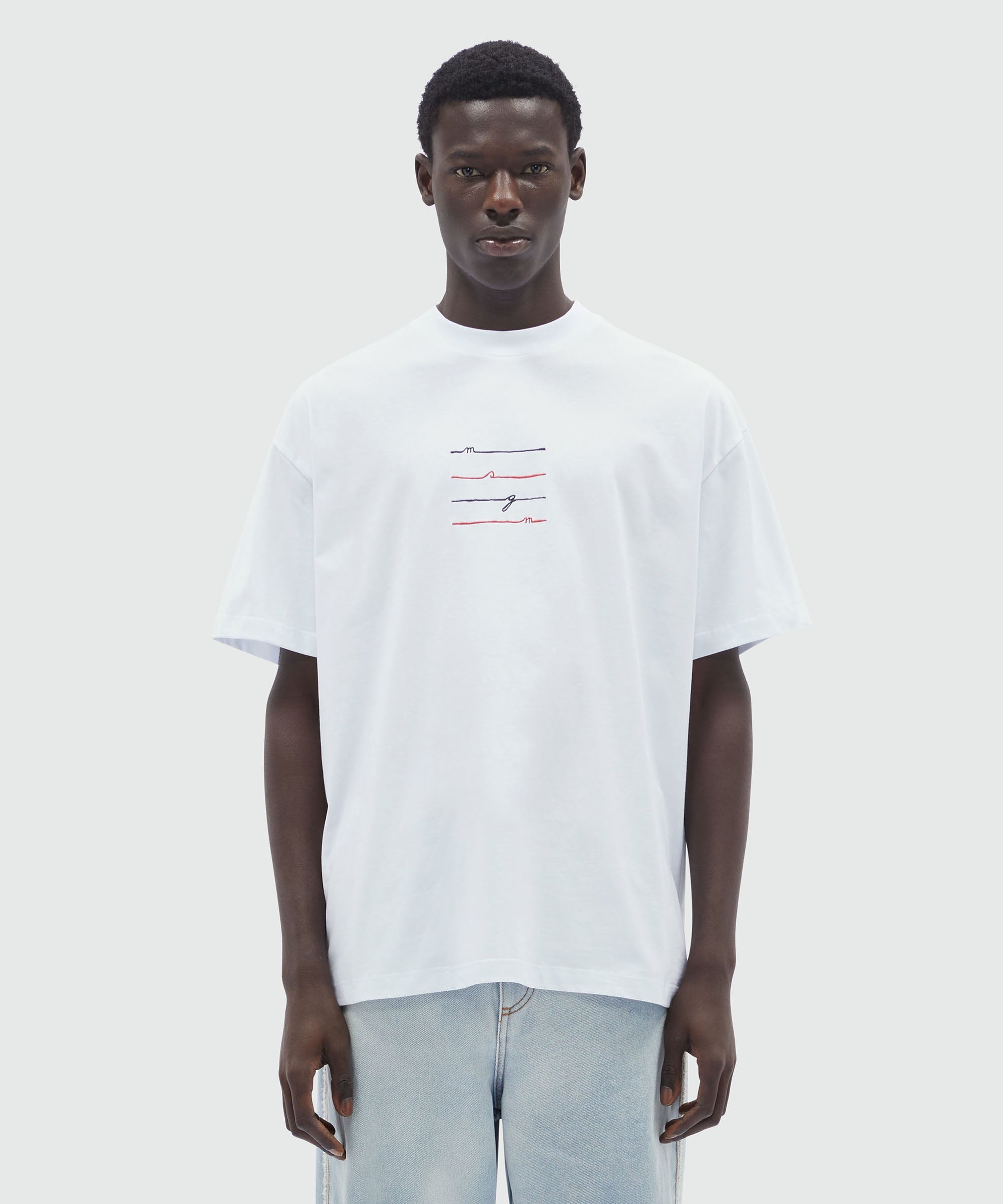 White jersey T-Shirt with MSGM embroidery - 2