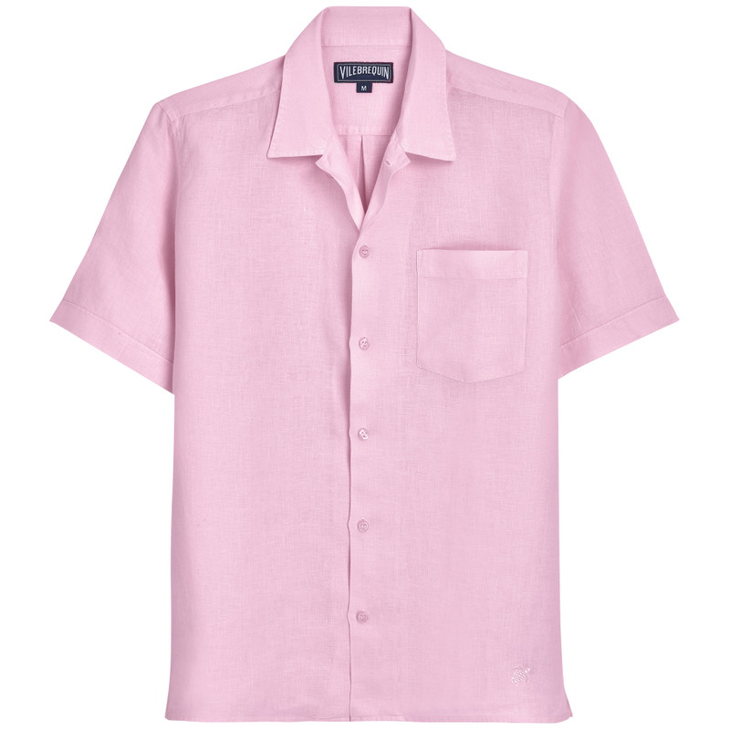 Men Bowling Linen Shirt Solid 1