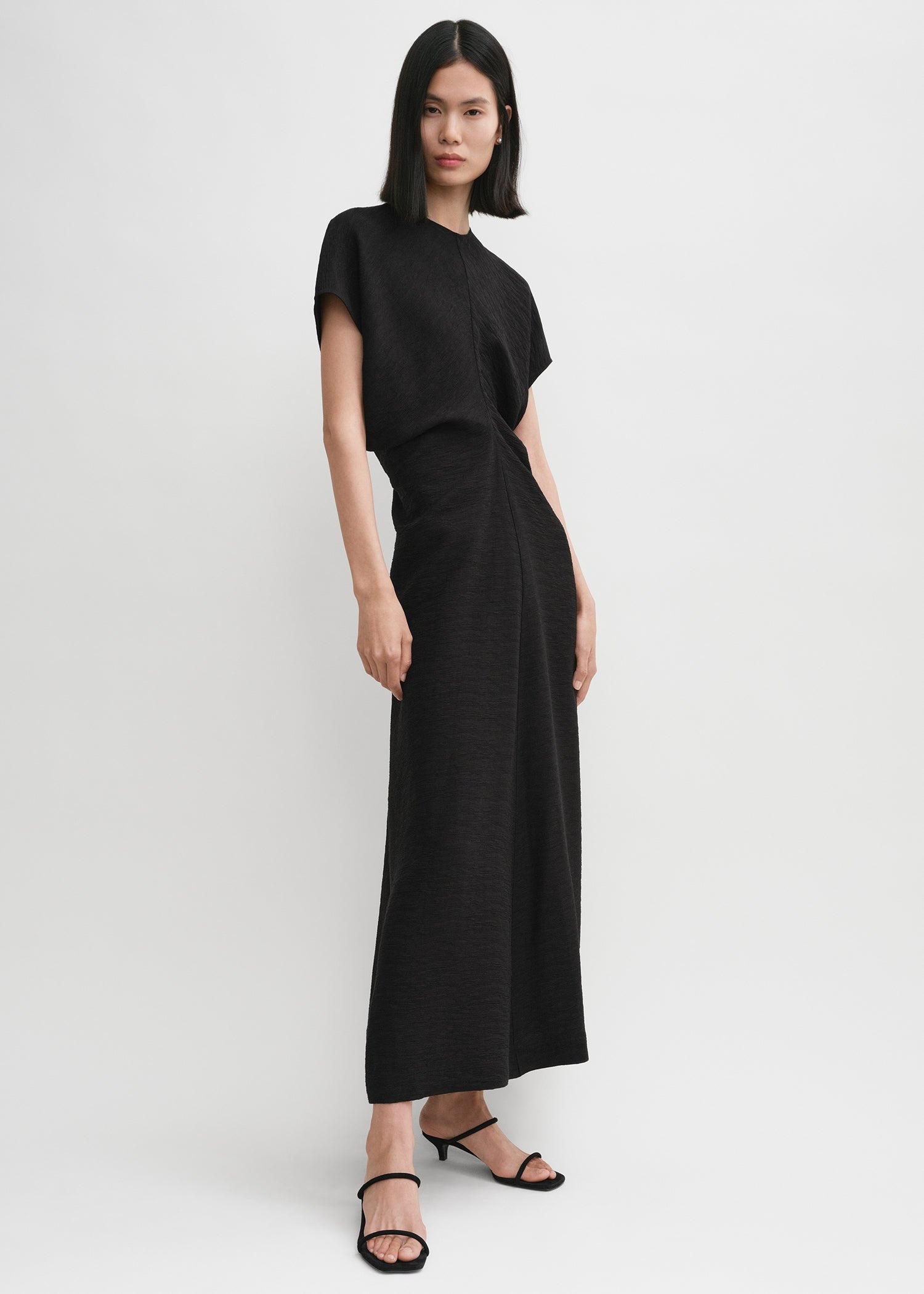 Slouch waist crinkled dress black - 3