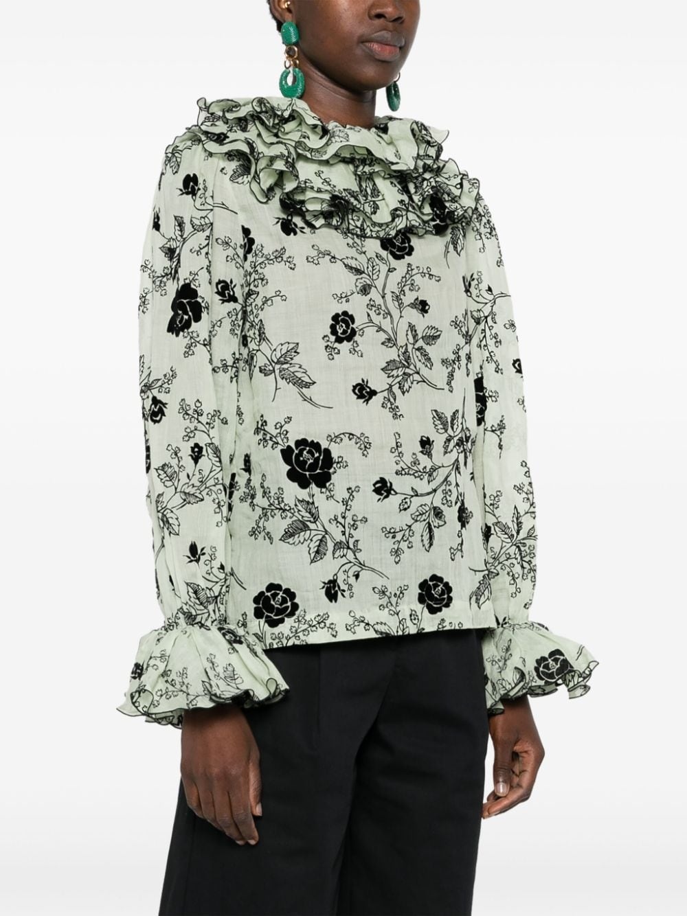 Sweetunia flocked-floral blouse - 3