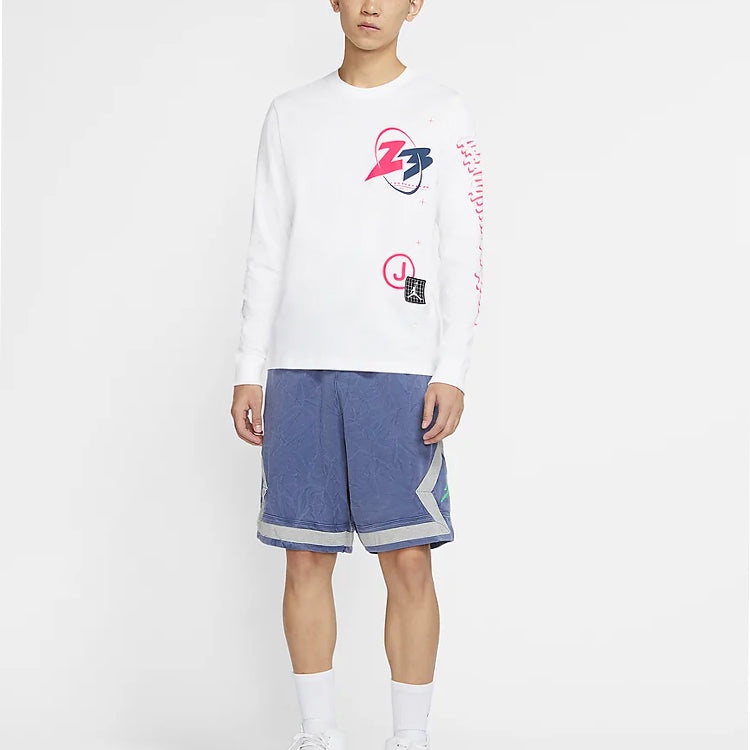 Air Jordan 23 Air Printing Casual Sports Round Neck Long Sleeves White CT3662-100 - 3