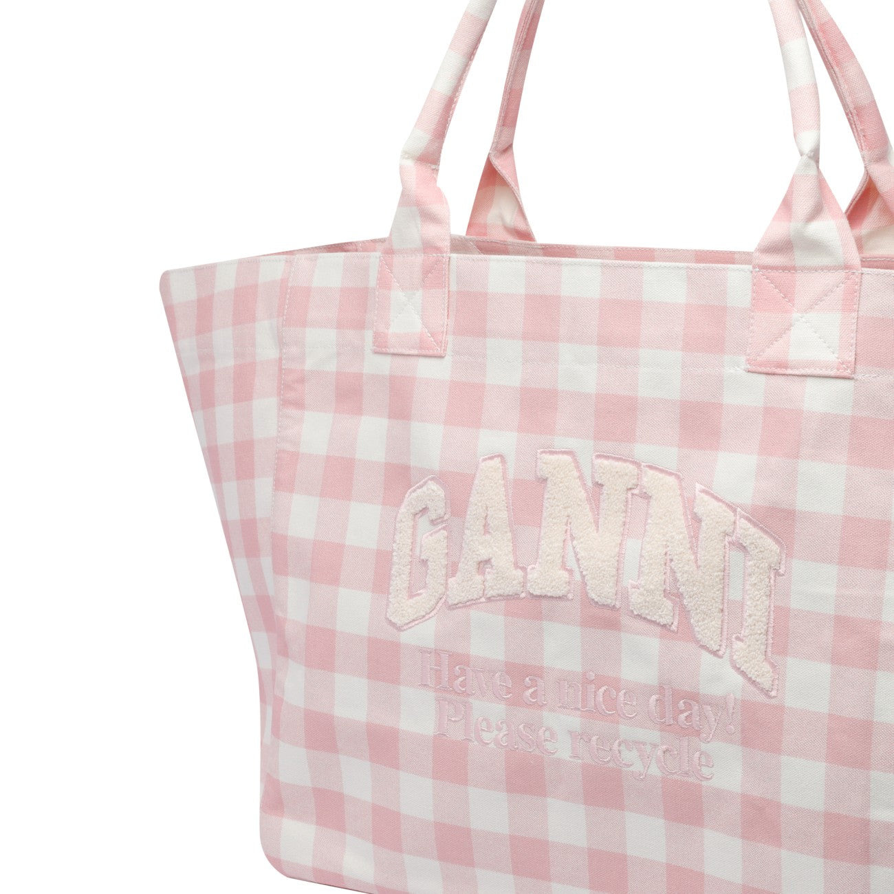 Ganni Women Xxl Vichy Logo Shopper Bag - 4