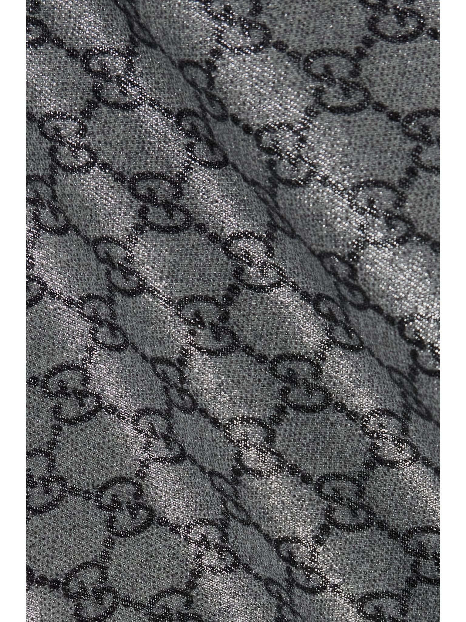 Fringed metallic wool-jacquard scarf Black - 3