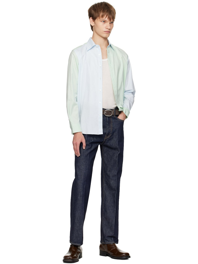 AURALEE Green & Blue Finx Ox Chambray Shirt outlook