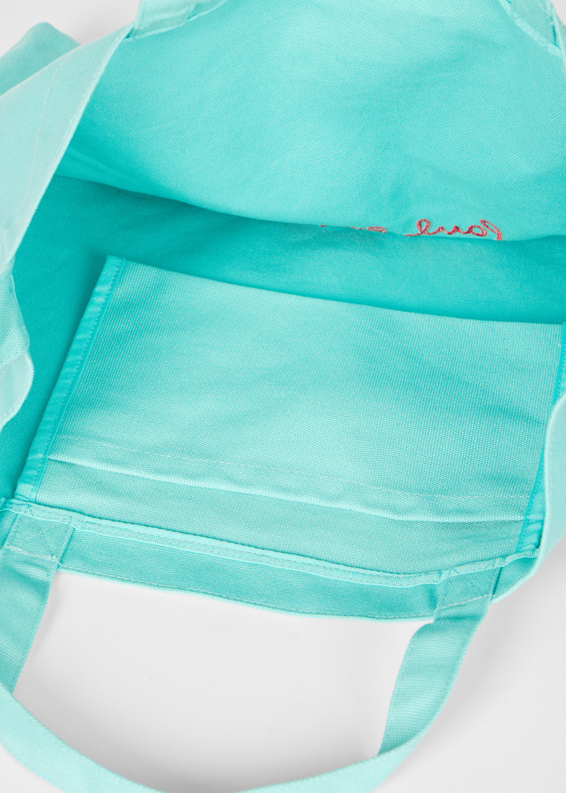 Sky Blue Cotton-Canvas Quote Tote Bag 6