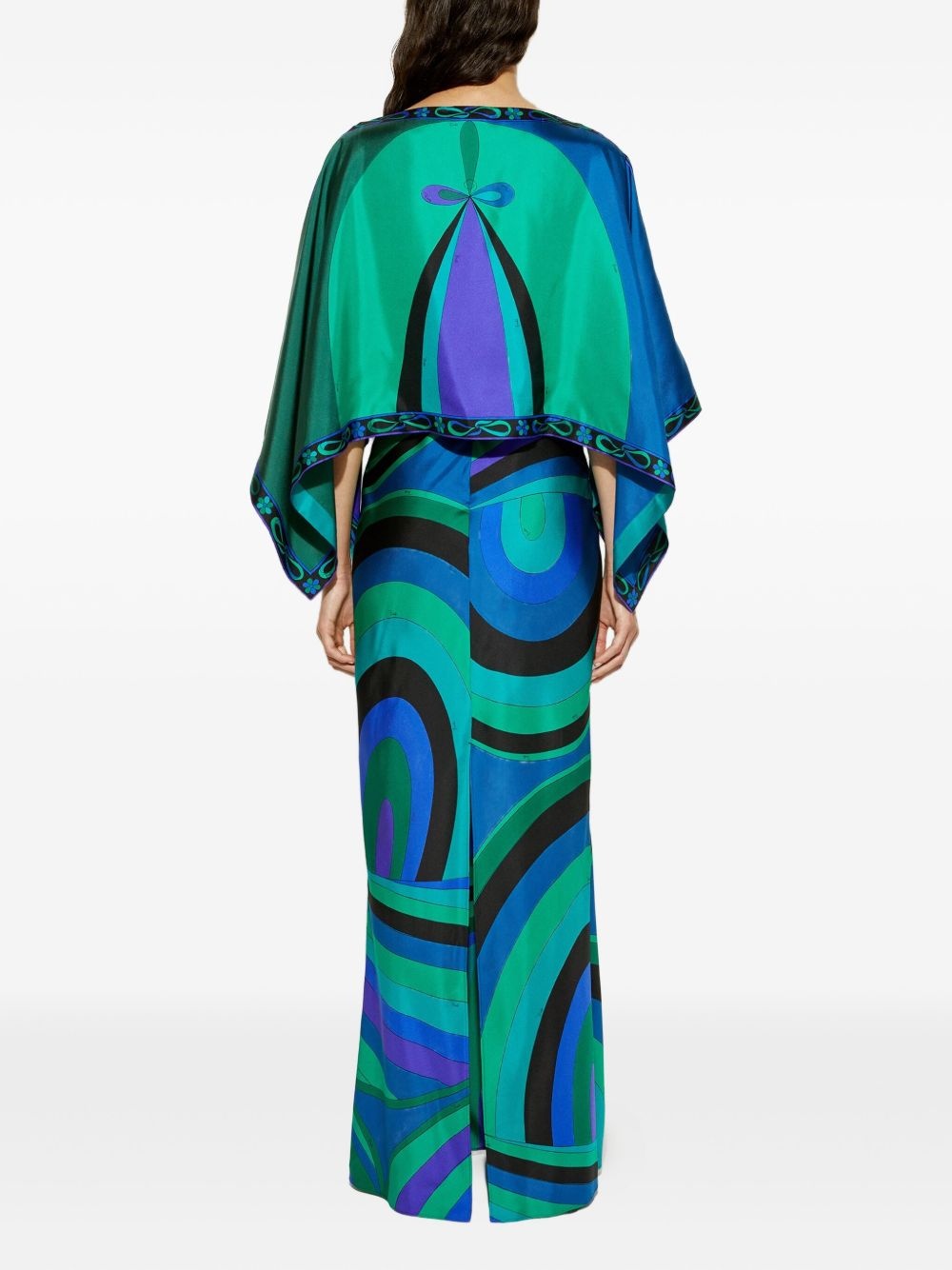 Iride-print cape dress - 4