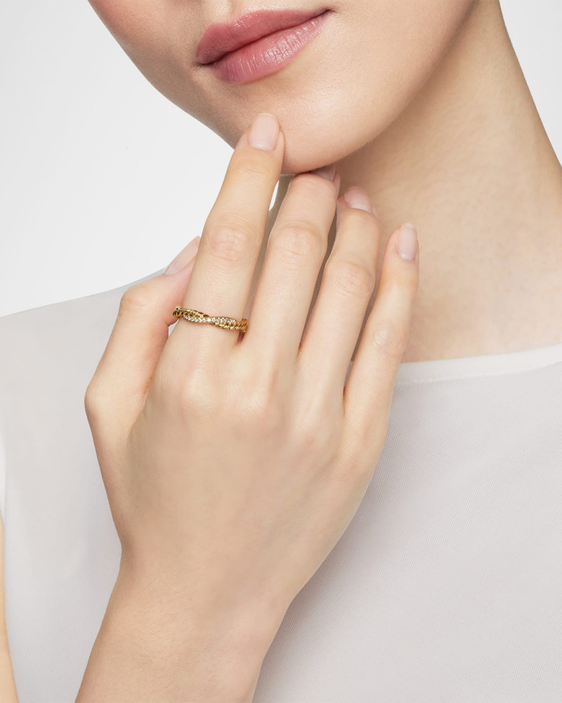 DAVID YURMAN Petite Infinity Band Ring with Diamonds in 18K Gold, 4mm outlook