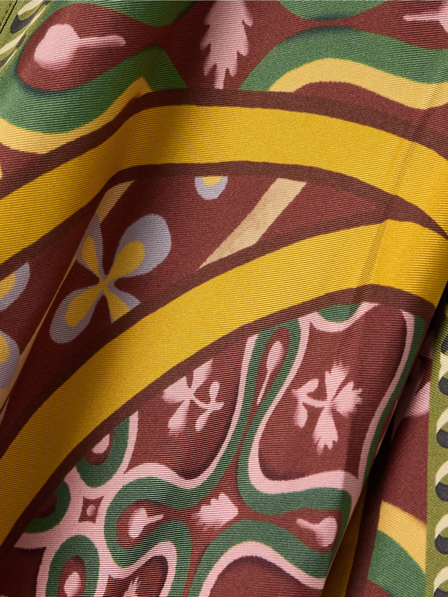 Foulard printed silk-twill shirt Yellow - 4
