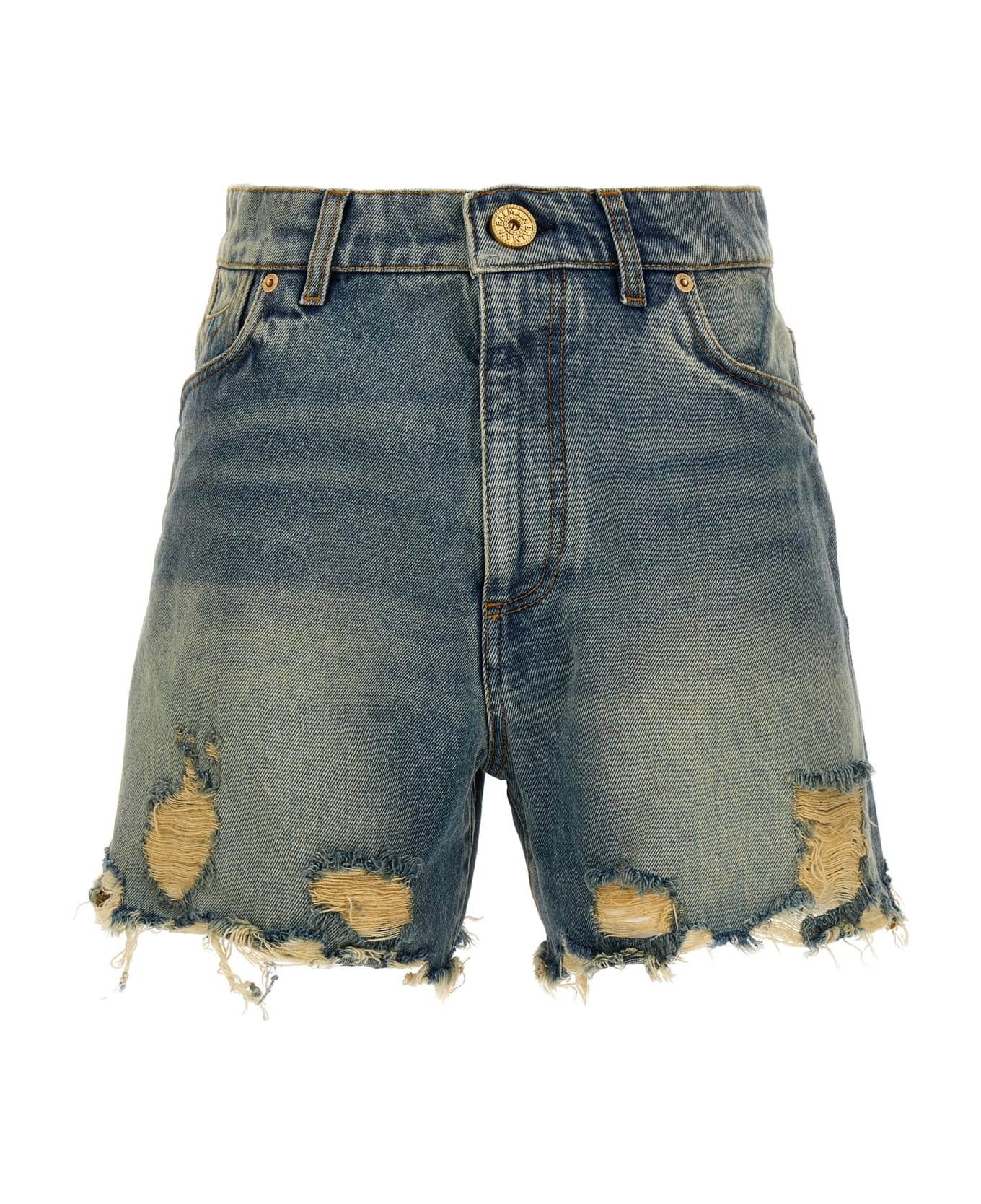 Distressed Denim Shorts - 1