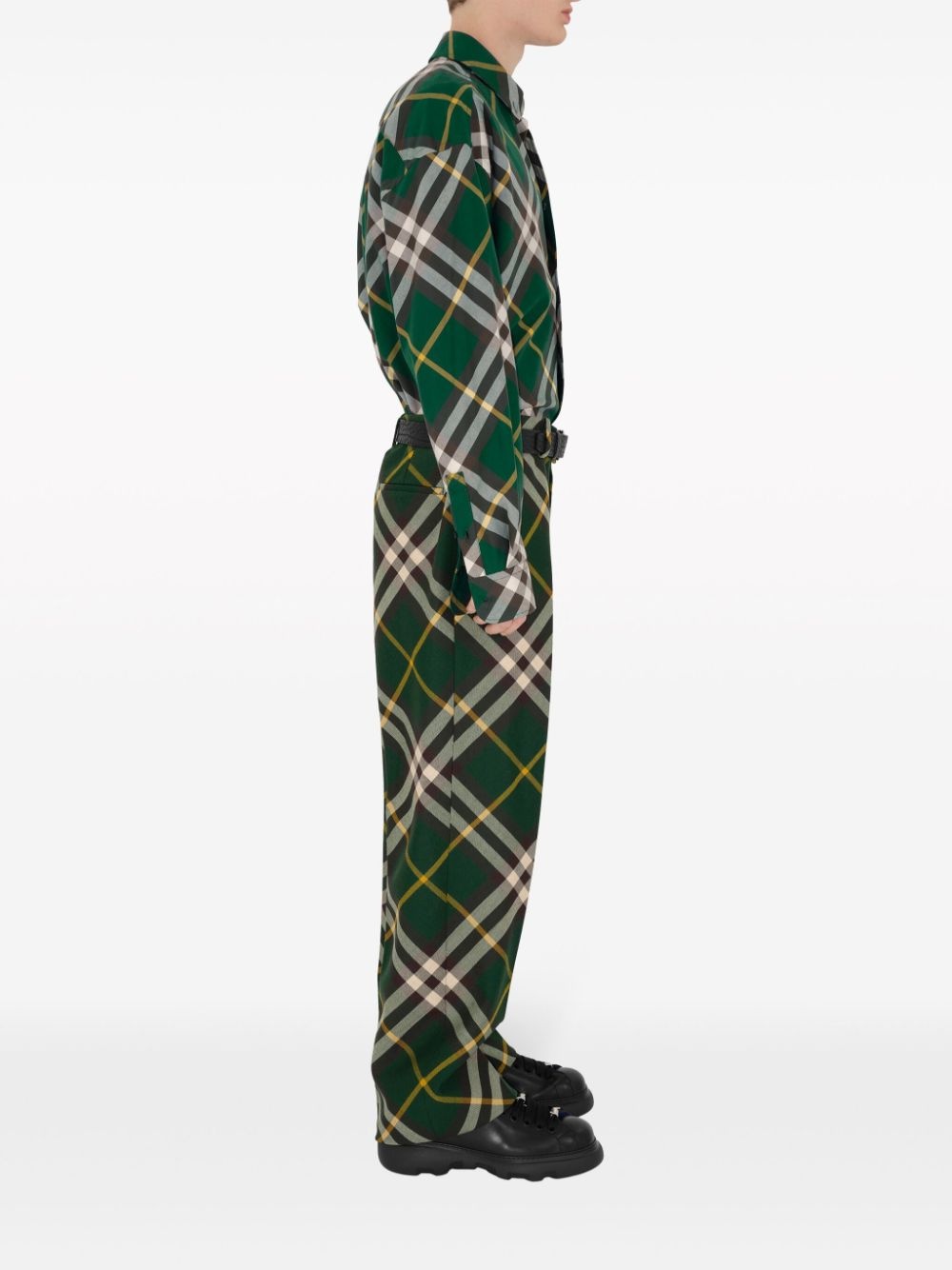 EKD-embroidered checkered cotton shirt - 3