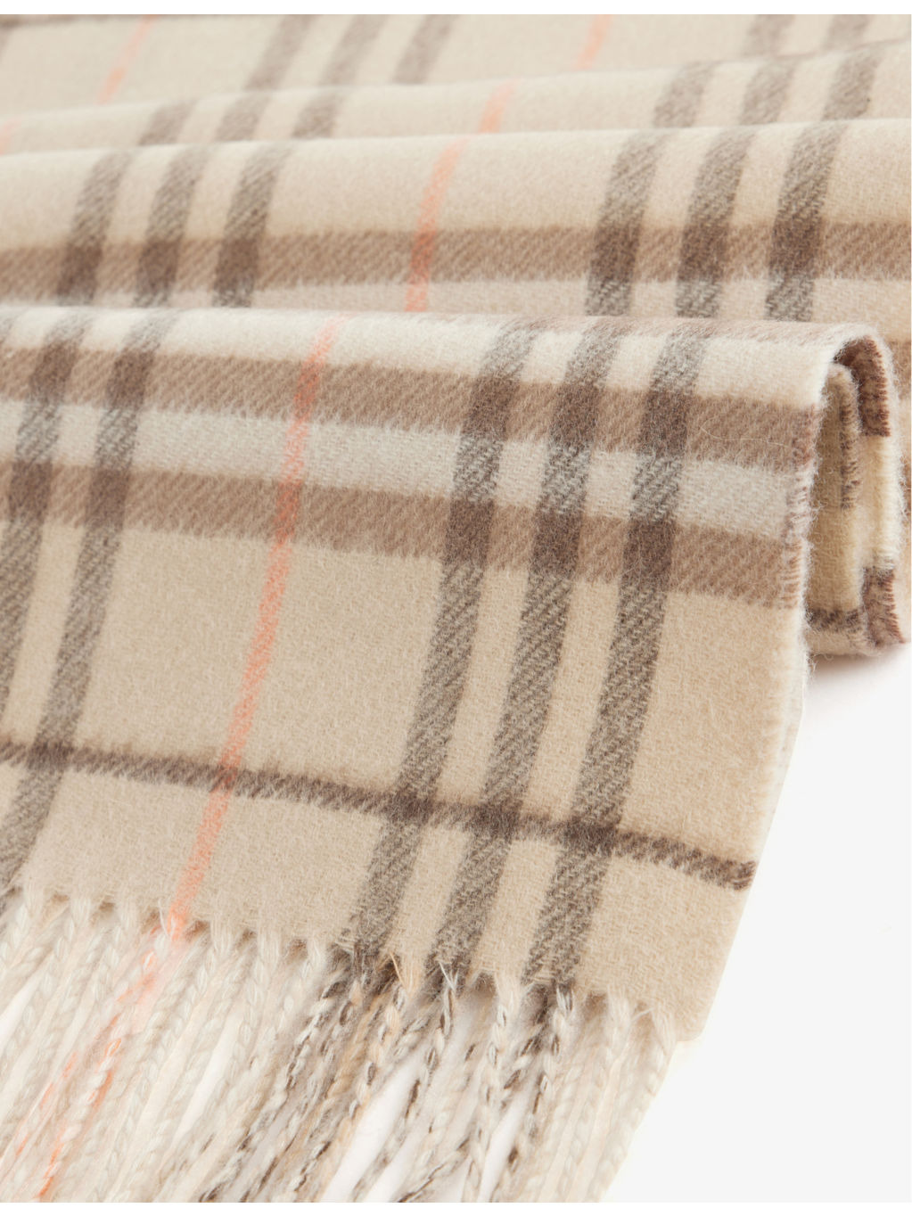 Check-print fringed cashmere scarf - 3