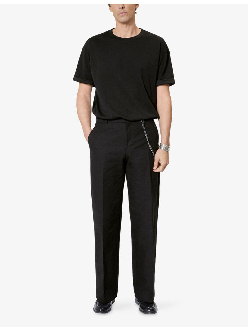 The Kooples Wide-Leg Chain-Belt Cotton-Blend Trousers outlook