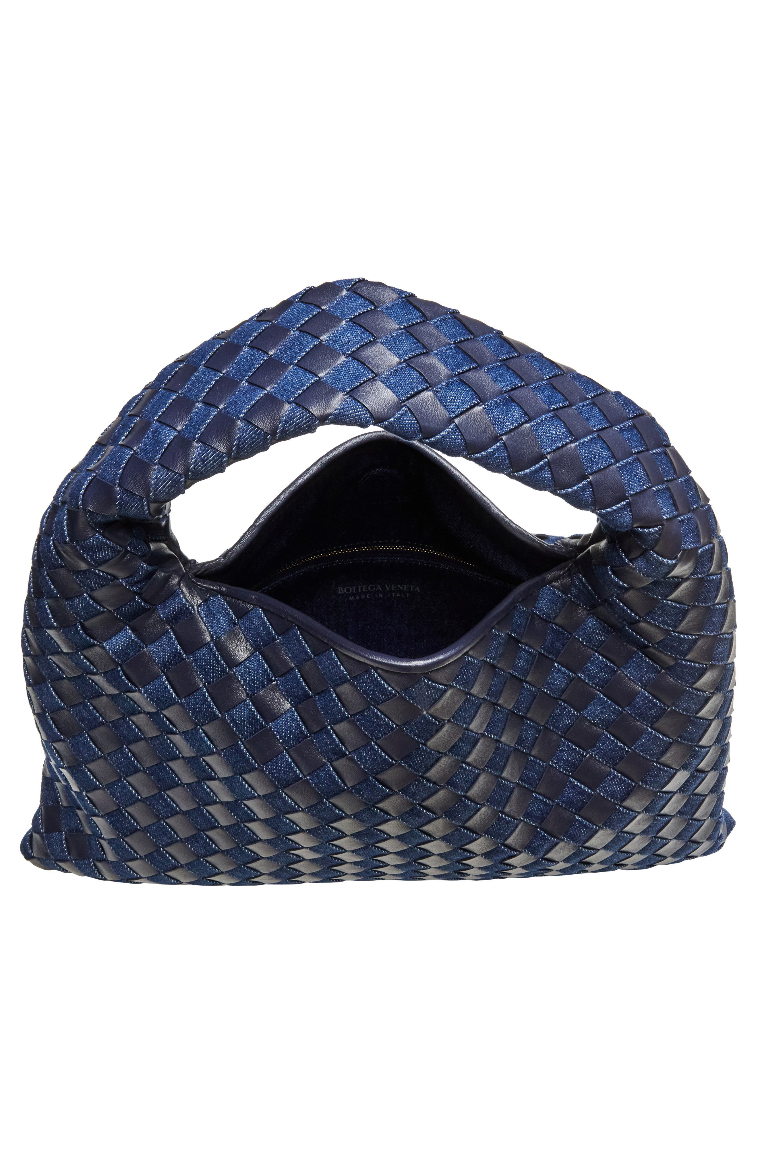 Small Hop Intrecciato Leather & Denim Hobo Bag - 4