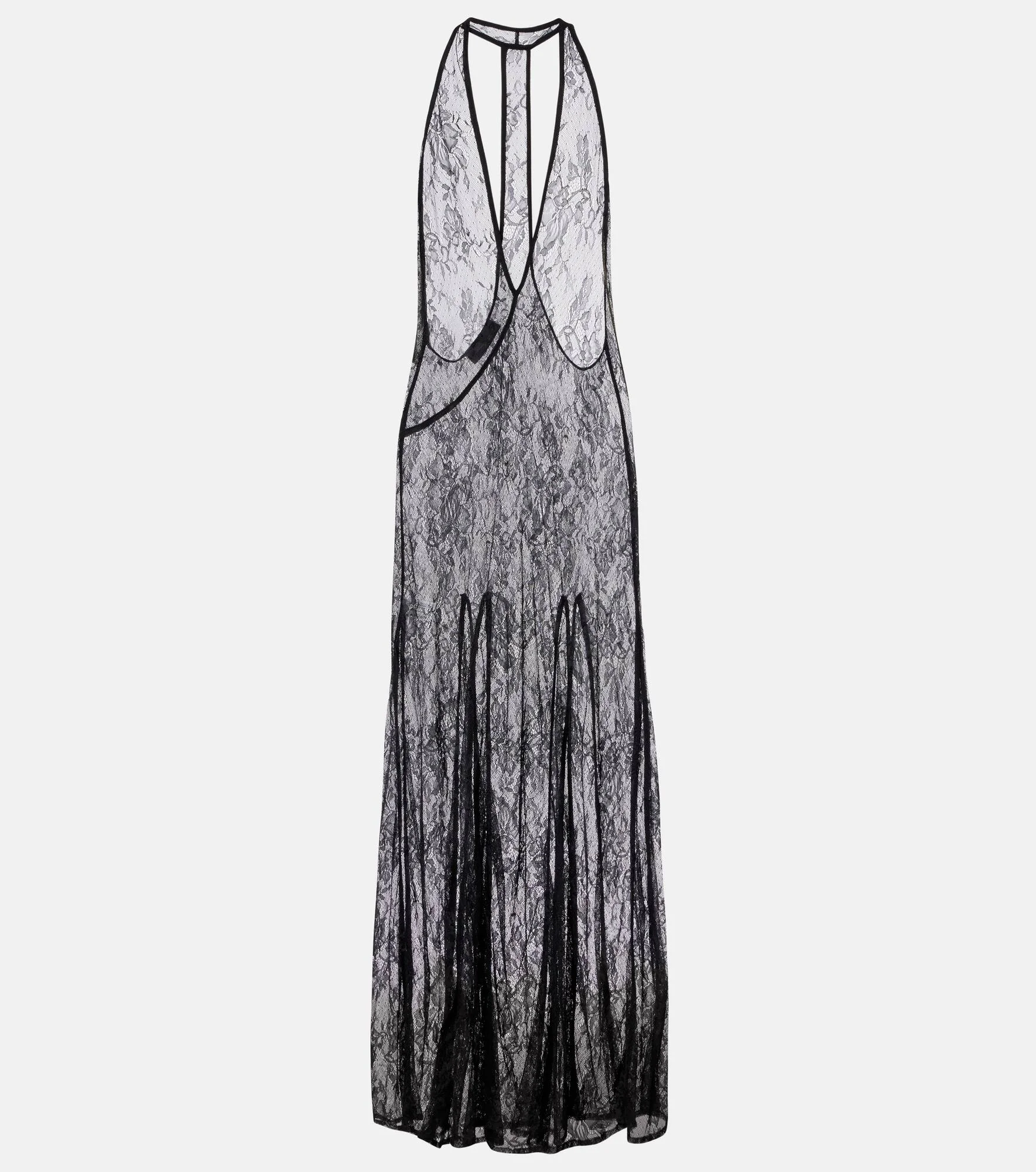 Sheer open-back lace maxi dress - 1