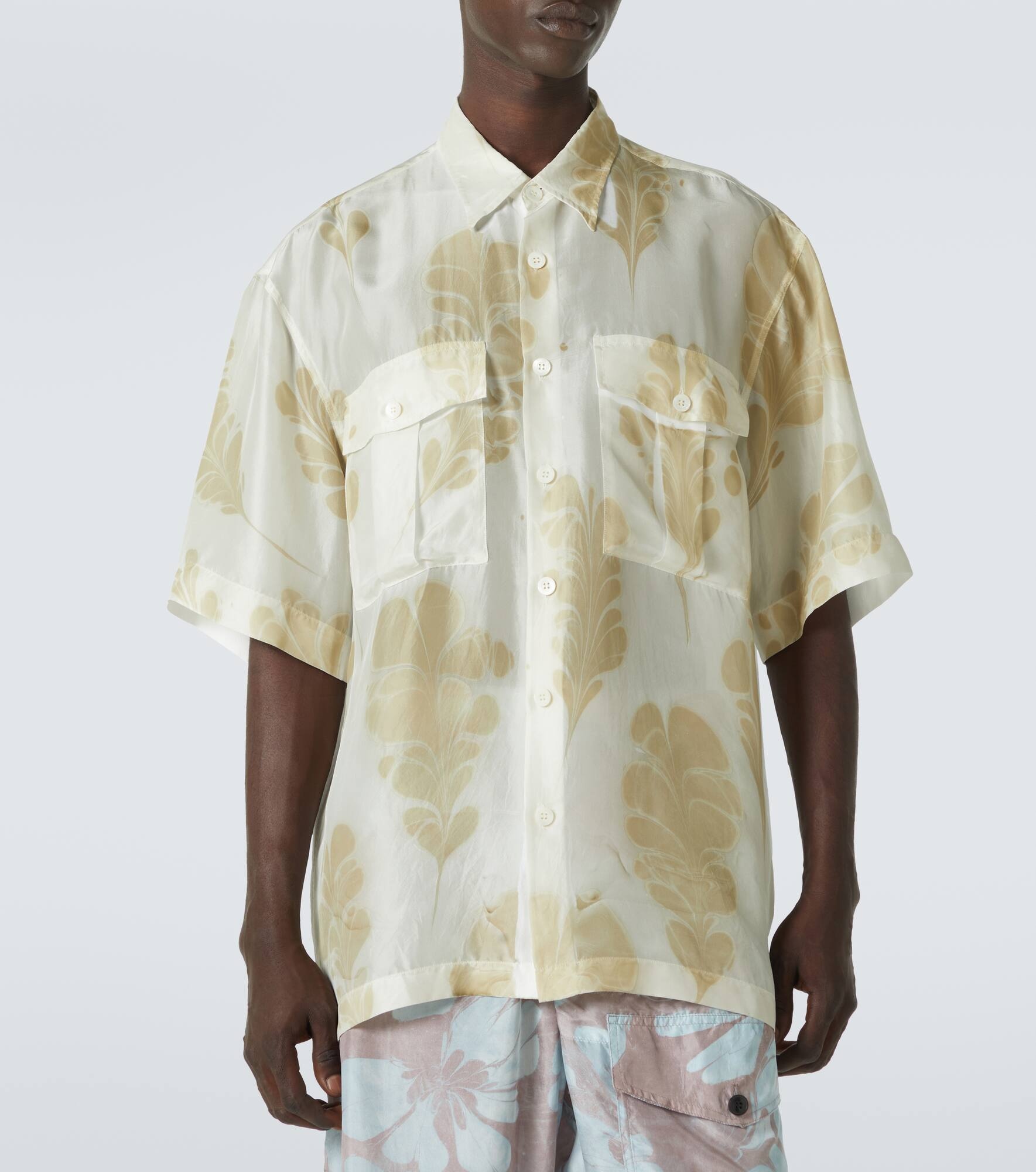 Printed silk bowling shirt - 3