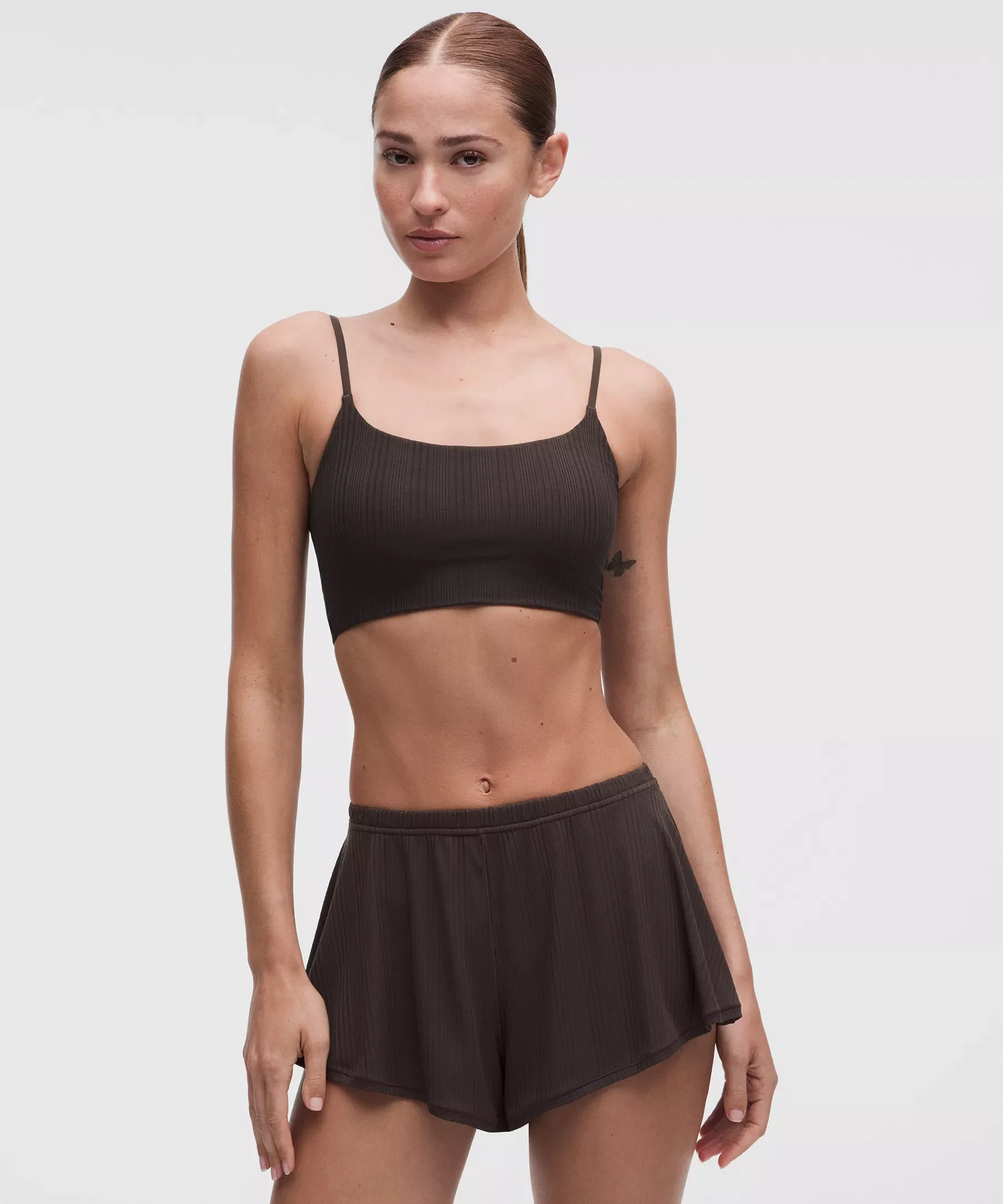 UnderEase Cami Strap Ribbed Longline Bralette A–C Cups - 1