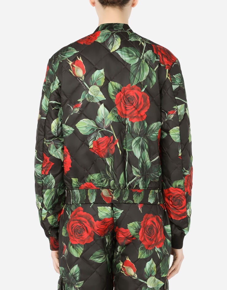 Rose-print quilted nylon bomber jacket - 2