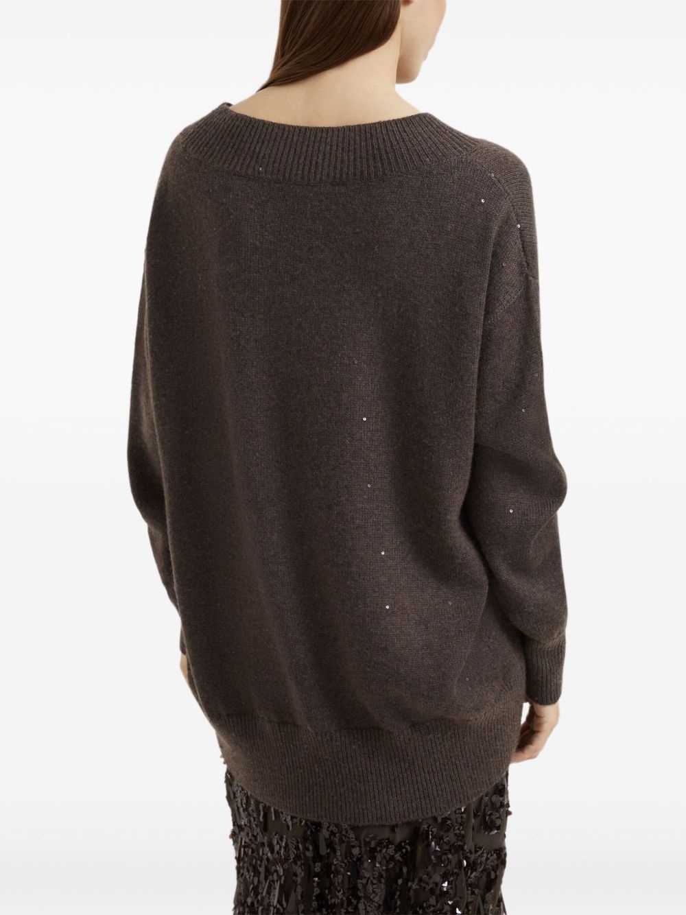 sequin-embellished V-neck sweater - 5