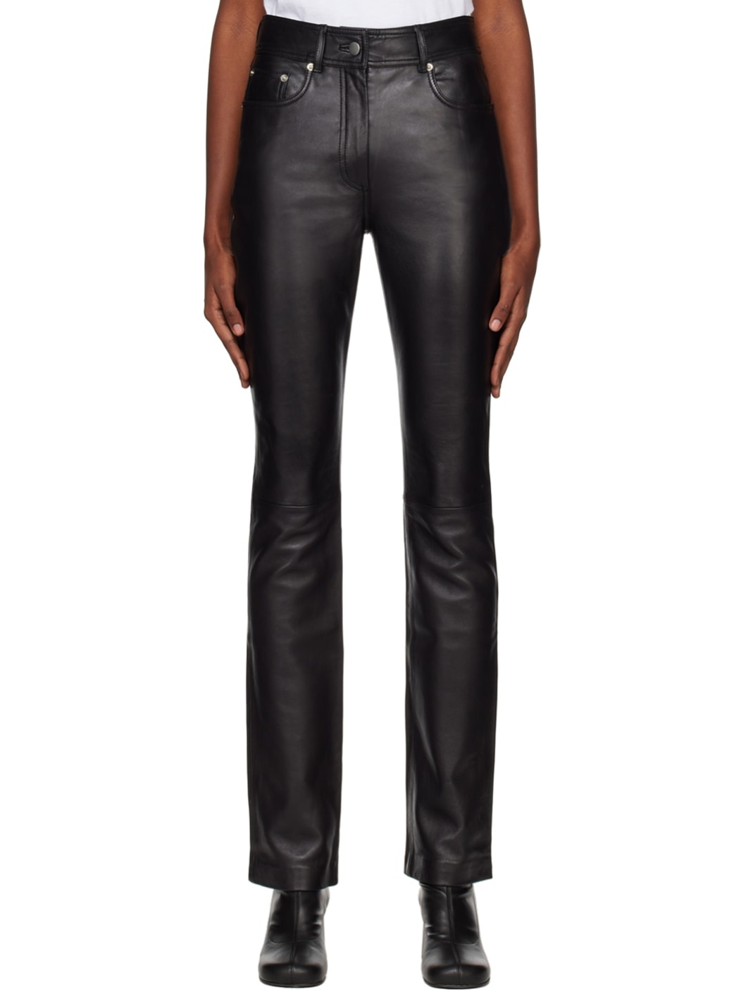 Black Rebecca Leather Pants - 2
